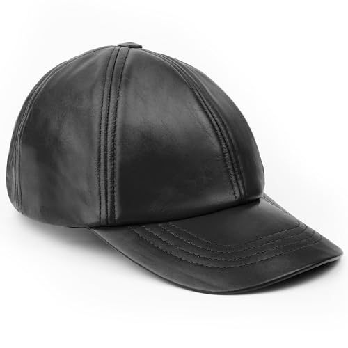 Royal Phoenix® Ledercap aus echtem Nappaleder in Schwarz - Zeitloses Design - Stilvolle Baseball Cap mit erstklassiger Verarbeitung - Perfekt für jeden Anlass von Royal Phoenix