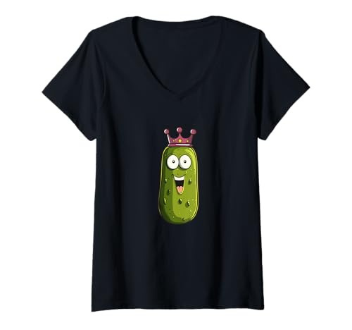 Damen Tolles Pickle mit Königskrone Kostüm für Jungen und Mädchen T-Shirt mit V-Ausschnitt Damen Tolles Pickle mit Königskrone Kostüm für Jungen und Mädchen T-Shirt mit V-Ausschnitt von Royal Pickle Outfit