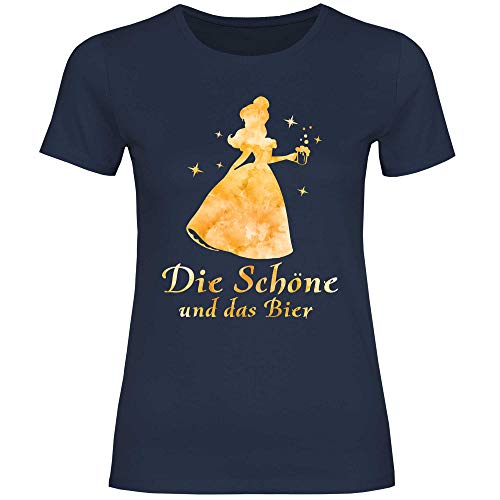 Royal Shirt Damen T-Shirt Die Schöne und das Bier, Größe:3XL, Farbe:Navy von Royal Shirt