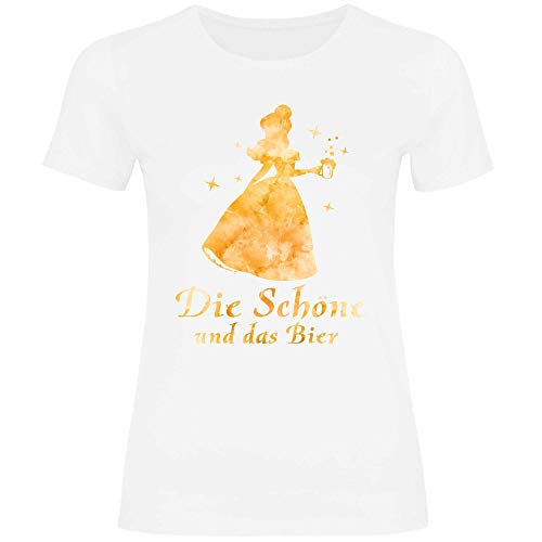 Royal Shirt Damen T-Shirt Die Schöne und das Bier, Größe:L, Farbe:White von Royal Shirt