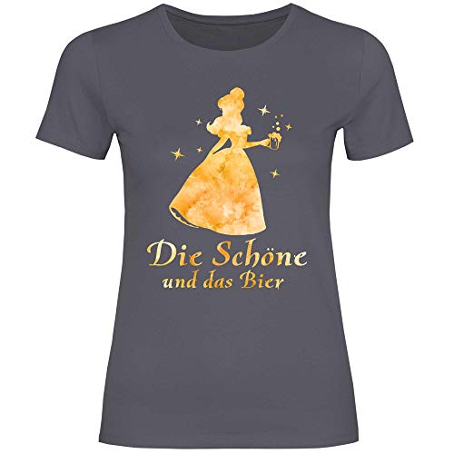 Royal Shirt Damen T-Shirt Die Schöne und das Bier, Größe:M, Farbe:Dark Grey (Solid) von Royal Shirt