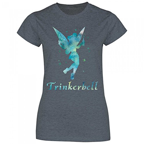 Royal Shirt a20 Damen T-Shirt Trinkerbell | Trinkerfee Fee Bell Partyshirt Sprücheshirt Girly Mädchen, Größe:XXL, Farbe:Dark Heather von Royal Shirt