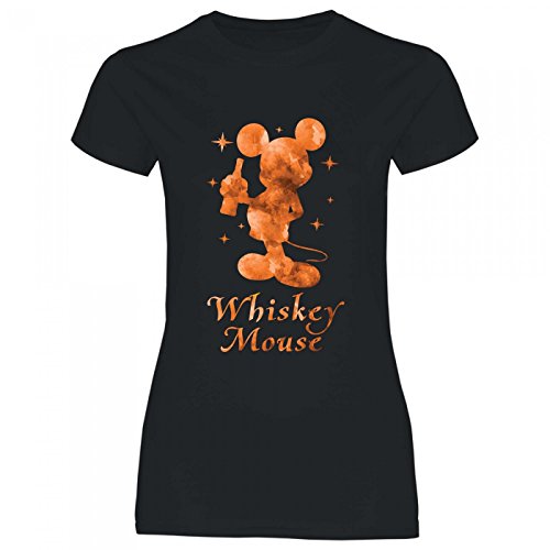 Royal Shirt a60 Damen T-Shirt Whiskey Mouse | Maus Comic Film JGA Party Alkohol Malle Disko feiern, Größe:M, Farbe:Black von Royal Shirt