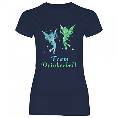 Royal Shirt a63 Damen T-Shirt Team Drinkerbell | Malle JGA Alkohol feiern Fee Party Mädels Girly, Größe:L, Farbe:Navy von Royal Shirt