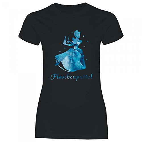 Royal Shirt a66 Damen T-Shirt Flaschenputtel | Alkohol Funshirt feiern Girly Mädelsabend JGA, Größe:L, Farbe:Black von Royal Shirt