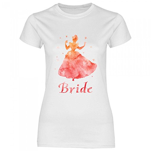 Royal Shirt rs133 Damen T-Shirt Orangene Prinzessin Bride | JGA Braut Team Hochzeit, Größe:L, Farbe:White von Royal Shirt