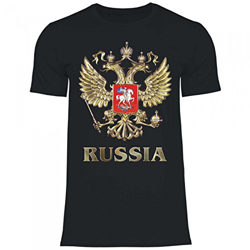 Royal Shirt rs86 Herren T-Shirt Das Wappen Russlands | Der doppelköpfige Adler in Goldtönen, Größe:L, Farbe:Black von Royal Shirt