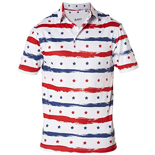Royal & Awesome Golf-Polo-Shirts für Herren, Golf-Oberteile für Männer, Golf-Shirts für Herren, Golf-Shirts, Herren-Golf-Polo-Shirts, Sterne und Streifen, XL von Royal & Awesome