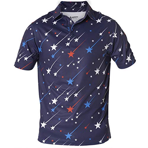 Royal & Awesome Lustige Golf-Shirts für Herren, Herren-Golfshirt, verrückte Golf-Polos für Herren, Golf-Poloshirts für Herren, Herren, Sternschnuppen, L von Royal & Awesome