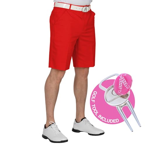 Royal & Awesome Red Herren -Golfshorts, maßgeschneiderte Shorts für Golf, Herren -Golfshorts, Golf Chino Shorts Männer, Herren -Smart Shorts von Royal & Awesome