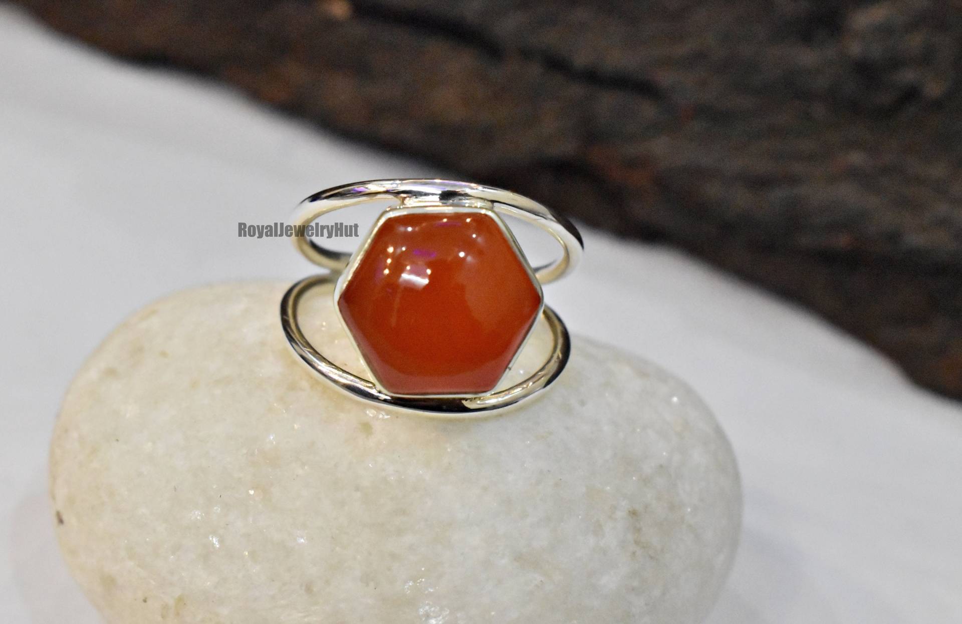 Karneol Ring, Edelstein Orange Stein 925Er Sterling Silber Statement Frauen Handgemachter Geschenk Ring von RoyalJewelryHut