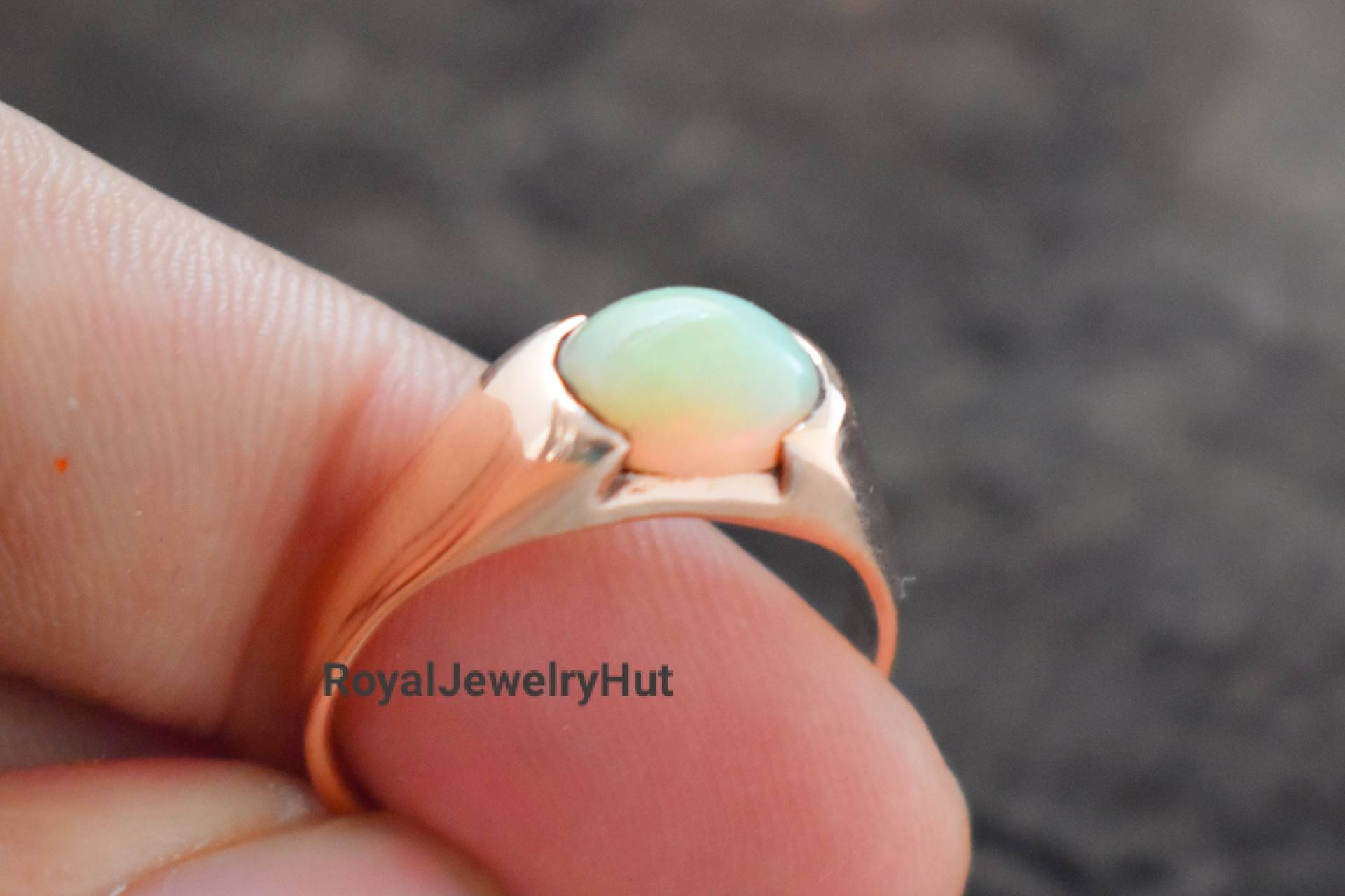 Natürliche Opal Ring, Herren Frauen 925 Solide Sterling Silber 22 K Gold Füllen, Birthstone Feueropal Siegelring von RoyalJewelryHut