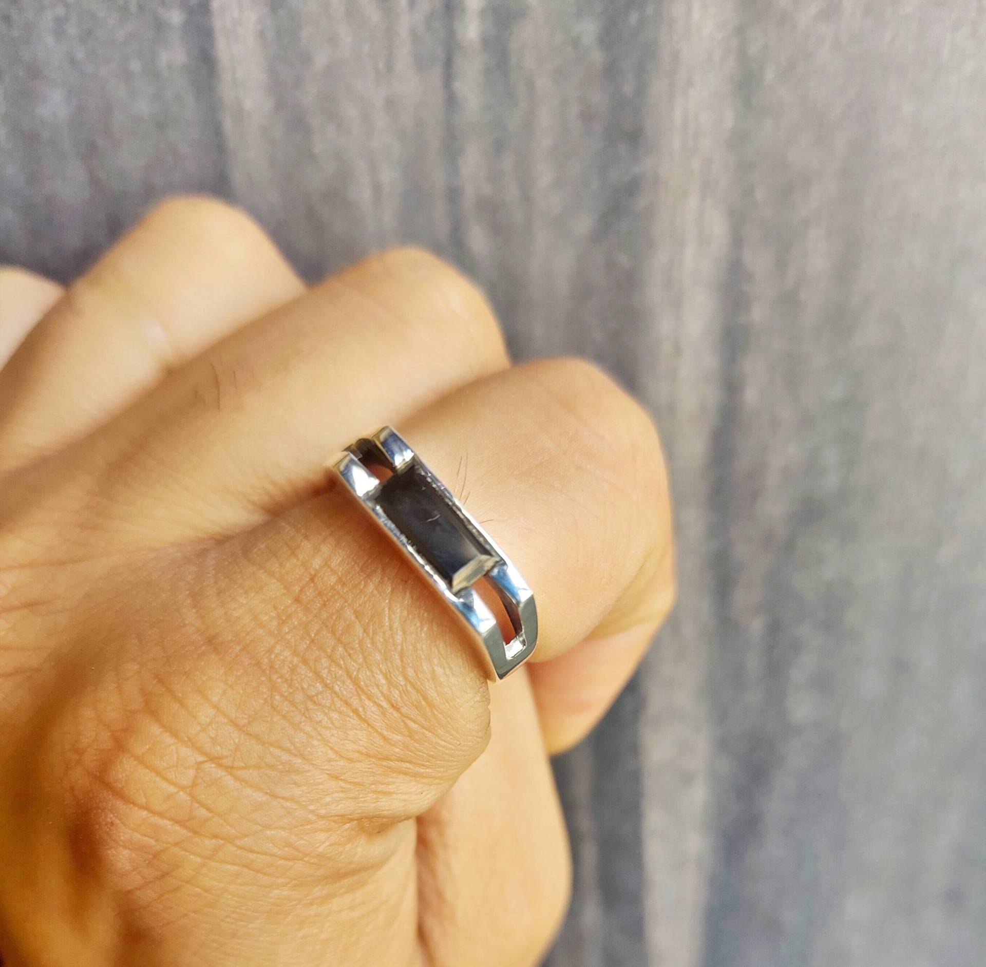 Schwarzer Onyx Ring, Herren 925Er Sterling Silber 22K Gold Fill, Signet Statement Handgemachter Geschenk Ring von RoyalJewelryHut