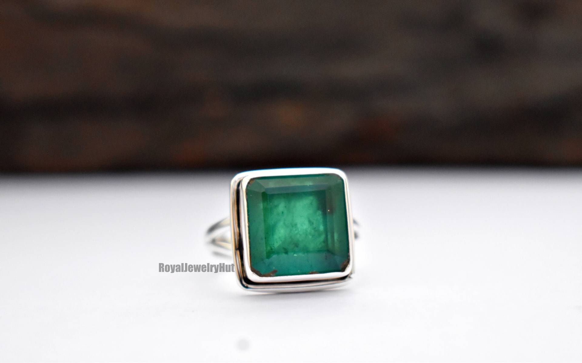 Smaragd Ring, 925 Sterling Silber Herren Frauen Statement Quarz Edelstein, Handgemachter Geschenk Ring von RoyalJewelryHut