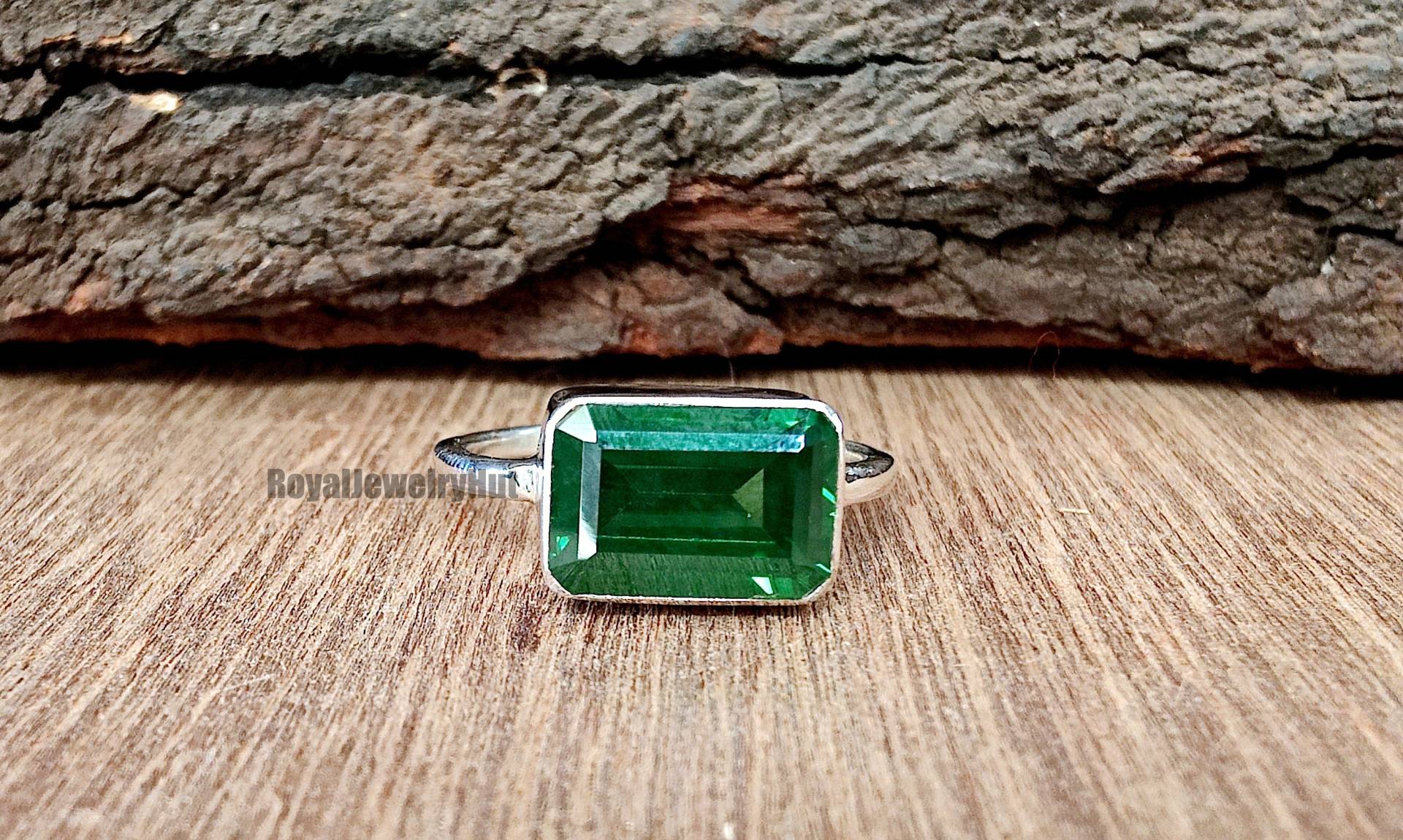 Smaragd Ring, 925 Sterling Silber Schöner Quarz Edelstein Handgemachter Statement Geschenk Ring von RoyalJewelryHut