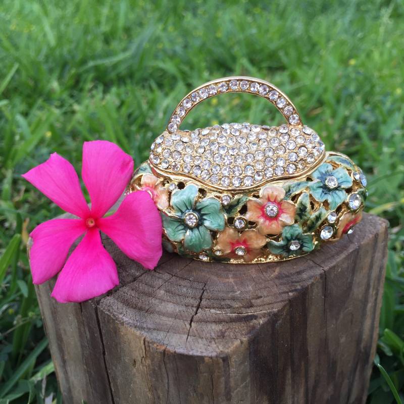 Vintage Crystal Floral Handtasche | Geldbörse Schmuckschatulle Kristall Wohndekor Schmuckbox Geschenke Für Mama Zum Geburtstag Vintage Crystal Floral Handtasche | Geldbörse Schmuckschatulle Kristall Wohndekor Schmuckbox Geschenke Für Mama Zum Geburtstag von RoyalJewelryInt
