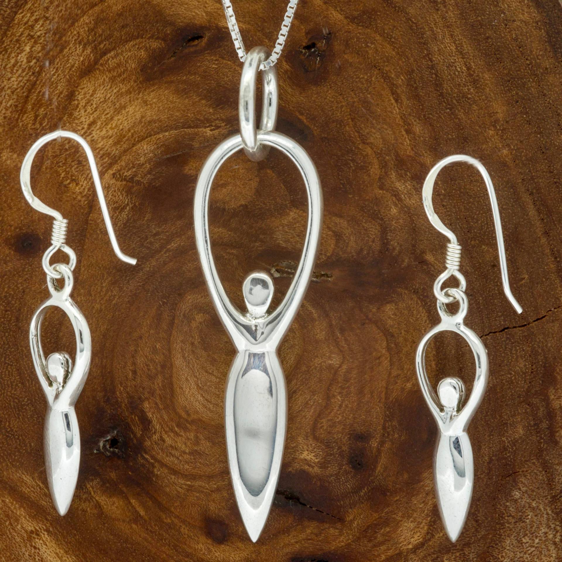 Göttin Set Großer Anhänger Mit Kleinen Ohrringen|Schmuckset|sterling Silber Halskette von RoyalMileSilver