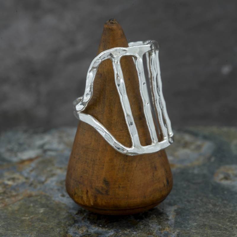 Handgemachter Reiner Silber Offener Halber Finger Käfig Ring von RoyalMileSilver