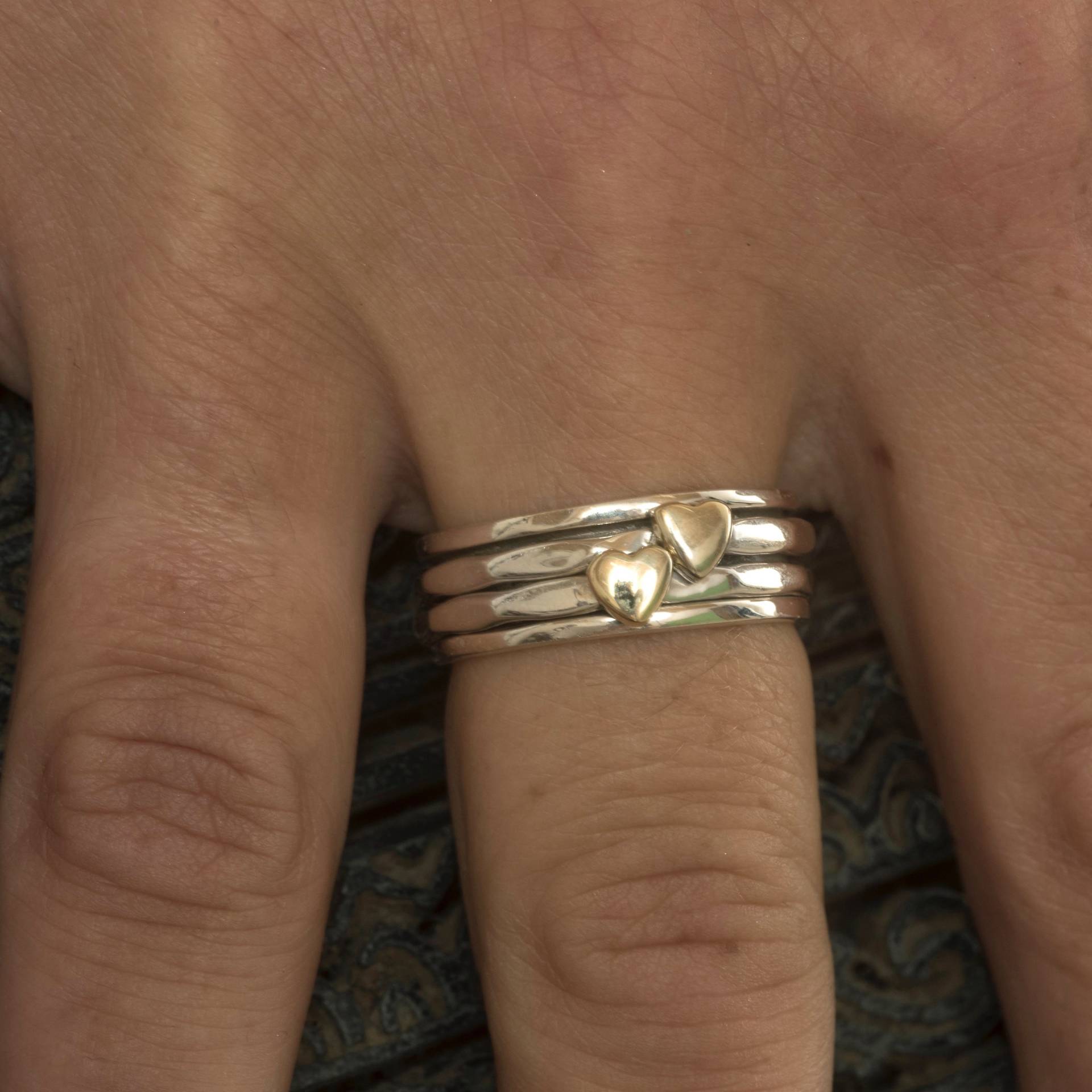 Spinner Ring 2 Herzen|Handgemachter Sterling Silber Ring|Zappeln Ring|Meditation von RoyalMileSilver