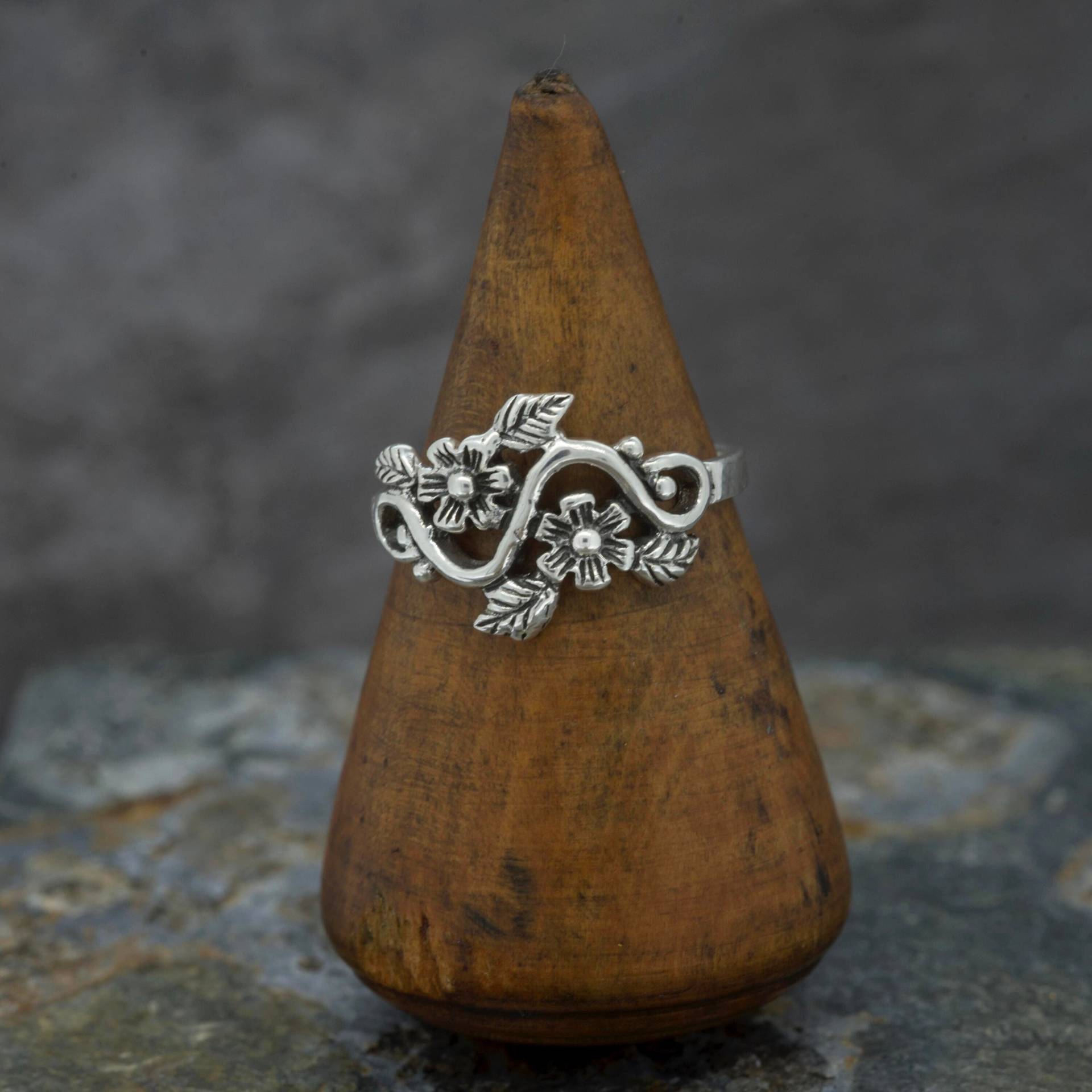 sterling Silber Blume Und Blatt Ring | Passender Mutter Tochter von RoyalMileSilver