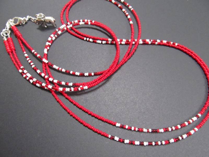 Paint The Town - Double | 2 Strand Waistbeads in Rot Und Weiß, Sterling Silber Verschluss Paint The Town - Double | 2 Strand Waistbeads in Rot Und Weiß, Sterling Silber Verschluss von RoyalWaistbeads