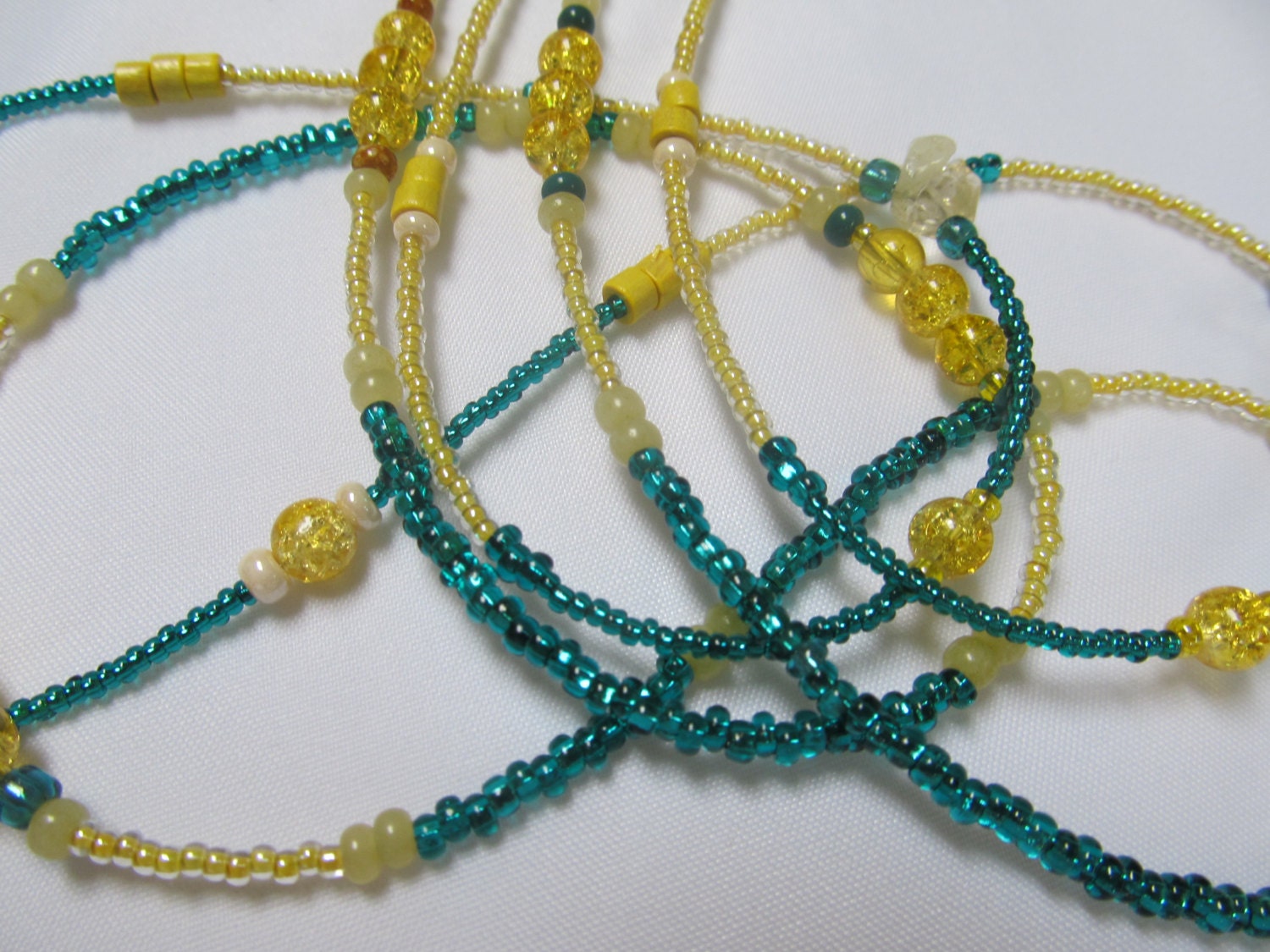 Taille Perlen - Key Largo Smaragd Grün Und Gelb Rich Einzigen Strang Waistbeads Taille Perlen - Key Largo Smaragd Grün Und Gelb Rich Einzigen Strang Waistbeads von RoyalWaistbeads