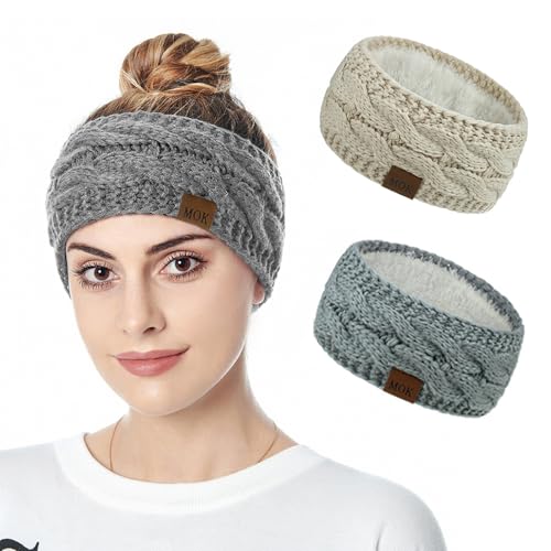 Roysmart Winter Stirnband Damen, 2 Pcs Gestrickt Warmes Stirnbänder Ohrenwärmer Kopfband Haarband, Elastische Häkelarbeit Thermo Stirnband Verdicken für Frauen Mädchen Roysmart Winter Stirnband Damen, 2 Pcs Gestrickt Warmes Stirnbänder Ohrenwärmer Kopfband Haarband, Elastische Häkelarbeit Thermo Stirnband Verdicken für Frauen Mädchen von Roysmart