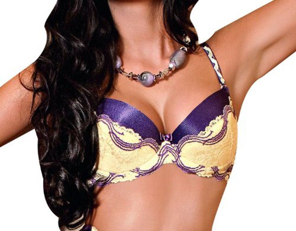 Róza Lingerie Push-up-BH Push Up BH Alegra beige violett Satin gemustert (einzeln, 1-tlg) von Róza Lingerie