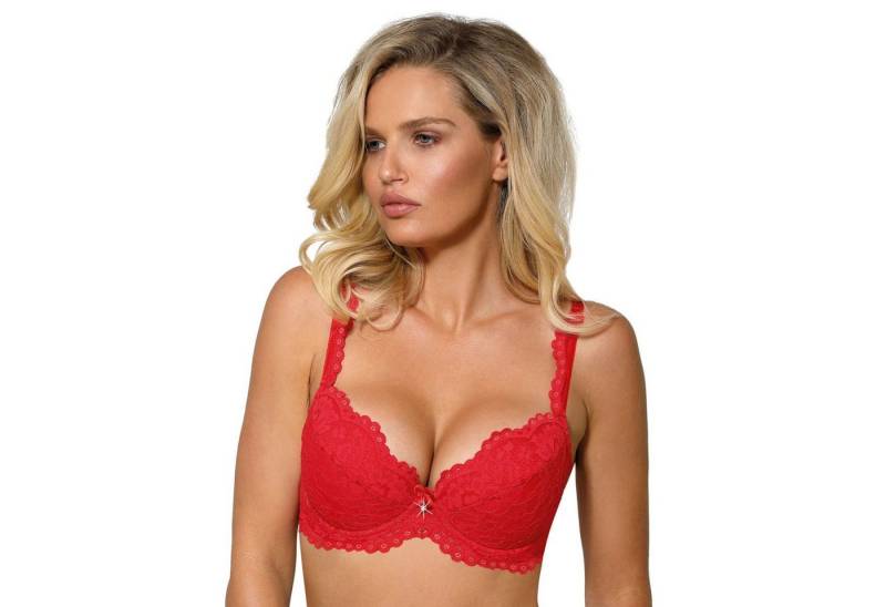Róza Lingerie Push-up-BH Push-Up-BH Newia rot mit Spitze Blumenmuster mit Bügeln (einzeln, 1-tlg) von Róza Lingerie