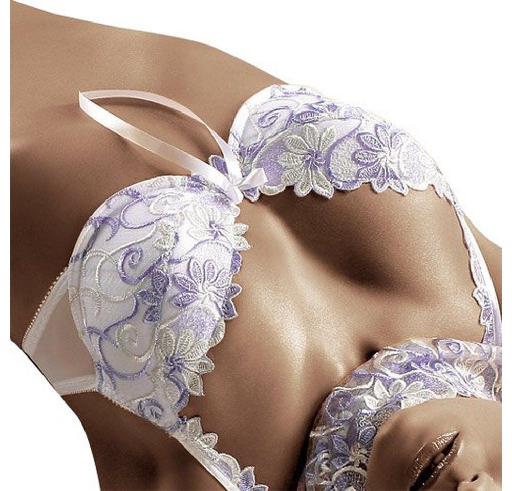 Róza Lingerie Push-up-BH Push Up BH Orchidea Blau Weiss mit Spitze (einzeln, 1-tlg) von Róza Lingerie