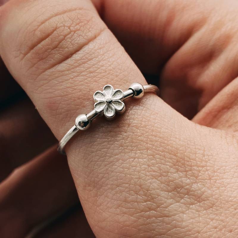 Gänseblümchen Silber Angst Ring - Fidget Sterling Split Knuckle von RozenJewellery