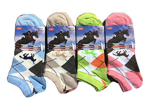 12 Paar Socken mit Pferde-Design, niedrig geschnitten, knöchelreich, Baumwolle, für Damen und Mädchen, atmungsaktives Futter, kurze Crew-Socken für Laufen, Walking, Fitness, Outdoor-Sport, 37-40 von Rozgul