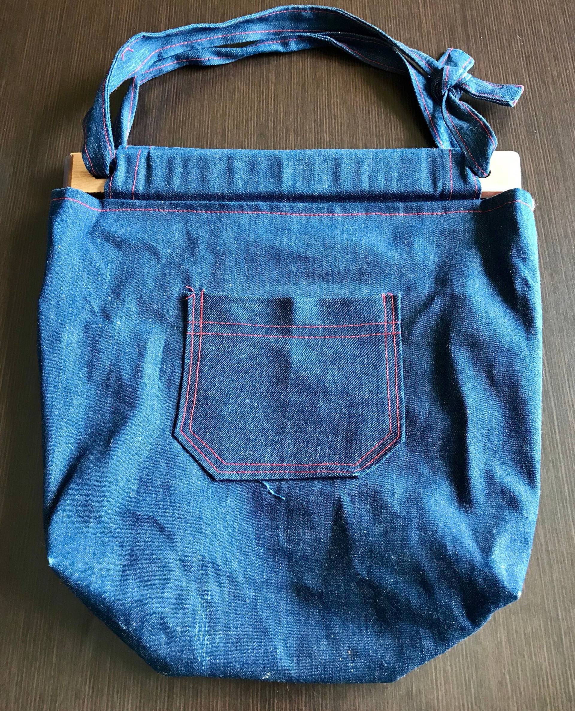Denim Vintage Handtasche Mit Gingham Stoff Innen Denim Vintage Handtasche Mit Gingham Stoff Innen von RozzCloset