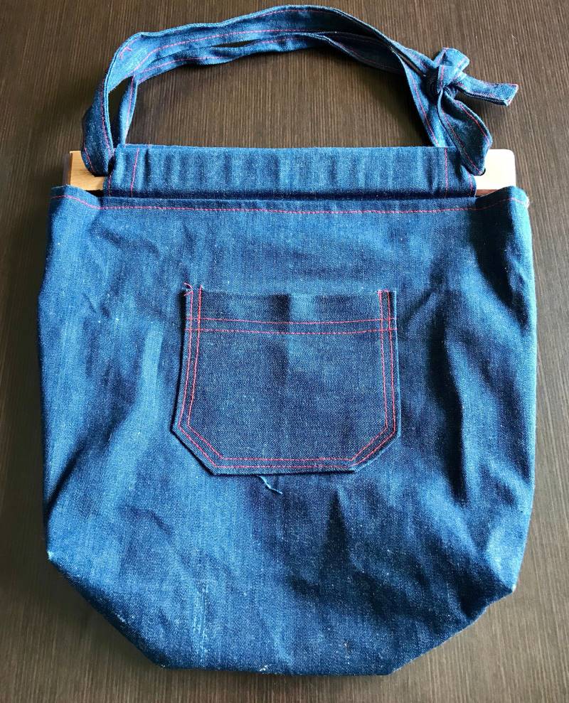 Denim Vintage Handtasche Mit Gingham Stoff Innen Denim Vintage Handtasche Mit Gingham Stoff Innen von RozzCloset