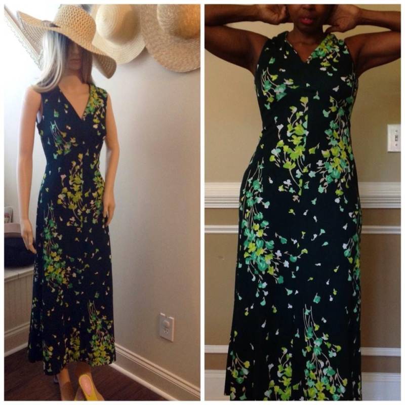 Hübsche Hunter Grün Und Floral Maxi-Kleid von RozzCloset