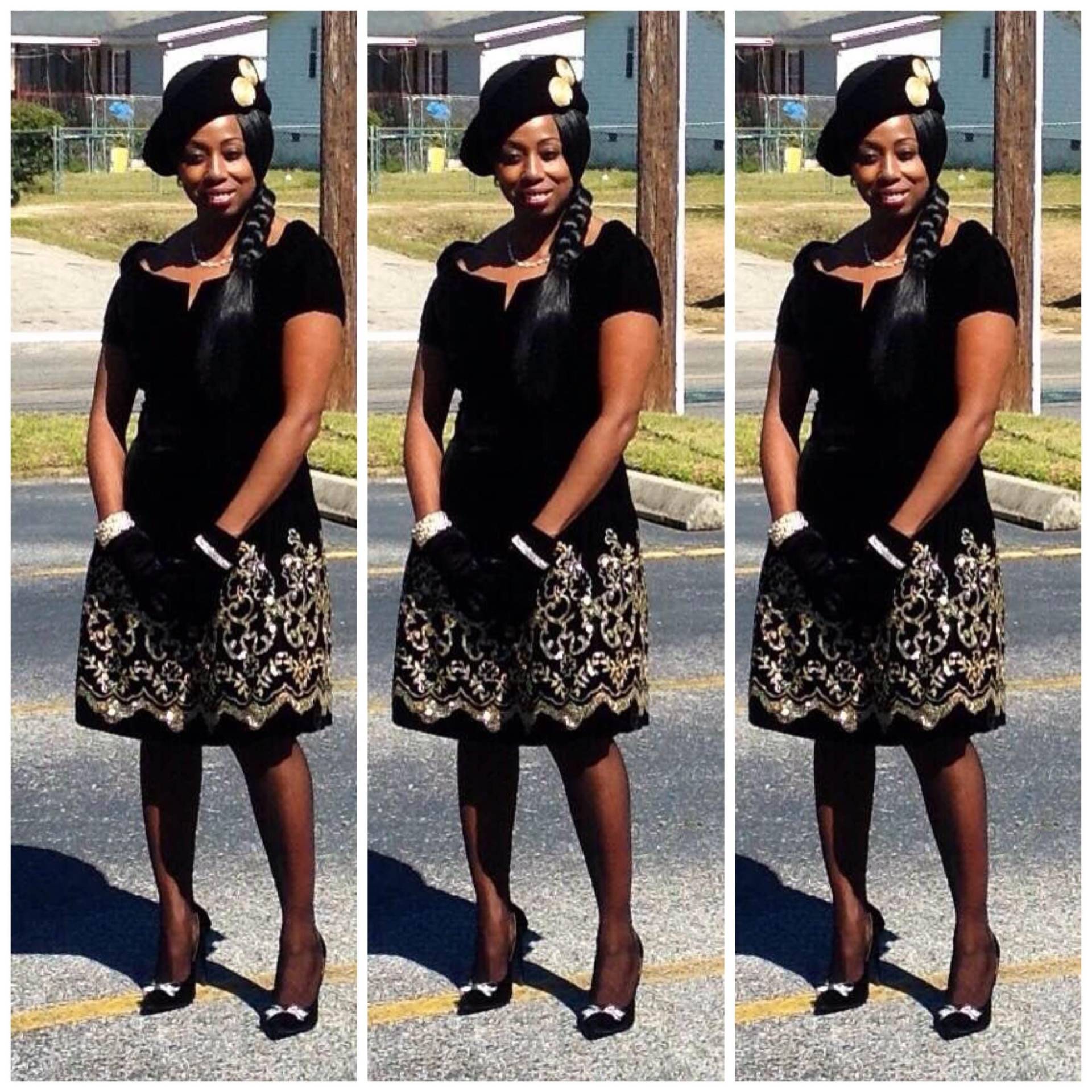 Schöne Schwarze Samt Kleid Mit Gold-Sequenz Am Boden Schöne Schwarze Samt Kleid Mit Gold-Sequenz Am Boden von RozzCloset