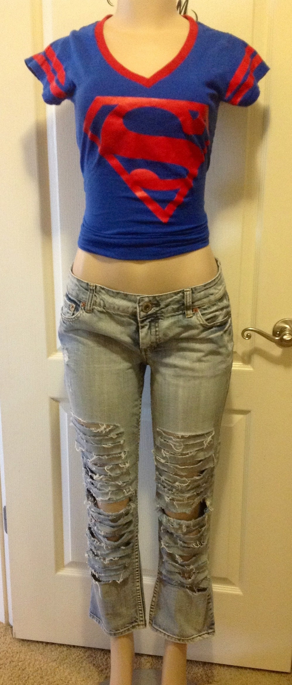 Up Cycled Ripped Front Jeans Up Cycled Ripped Front Jeans von RozzCloset