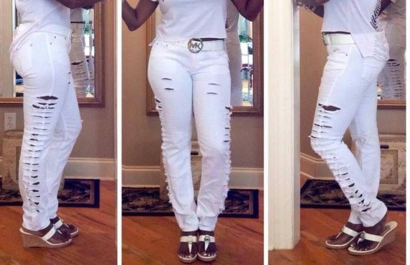 White Ripped Jeans Upcycle White Ripped Jeans Upcycle von RozzCloset