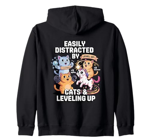 Rpg Gamer Katzen Leveling Side Quest Nerdiges Herren Damen Kapuzenjacke von Rpg Gamer Katzen Side Quest Ablenkung Nerdig