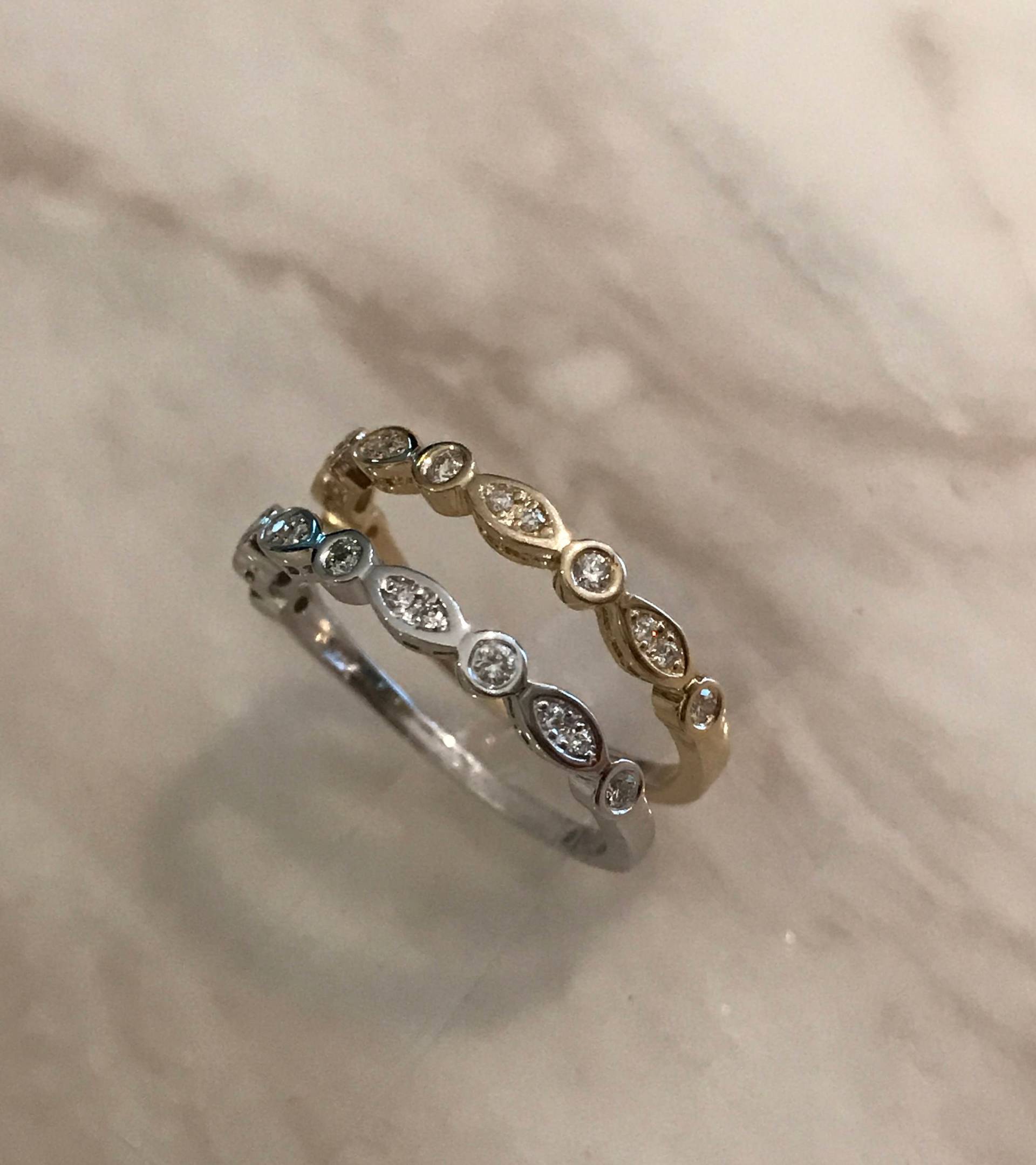 Halb Ewigkeit Fine 14K Solid White Gold Hochzeitsband Stackable Ring Art Deco High Quality Natural Diamonds Halb Ewigkeit Fine 14K Solid White Gold Hochzeitsband Stackable Ring Art Deco High Quality Natural Diamonds von RpkotJewelry