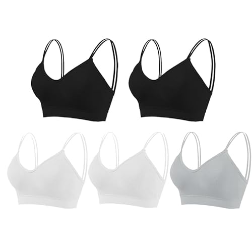 5 Stück Sports Bra Damen Set Ohne Bügel Spaghettiträge Bustier Soft BH Für Yoga Fitness Schlaf BH Set Strech Bra Top von Rpporm