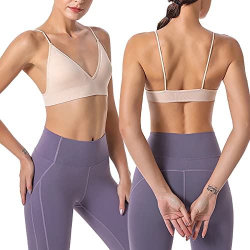 Damen Sport BH Rückenfreier Gepolstert Bustier BH Damen Ohne Bügel Nahtlose Yoga Bra Top Spaghettiträger Bralette Low Support Bra Gym BH Crop Top für Workout Fitness Joggen von Rpporm