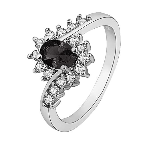 Glänzende Ringe Silberringe für Damen Ringe Strass Damen Herren Ringe Damen und Ringe Ringe Traumfänger Klein (Black, 6) von Rpporm