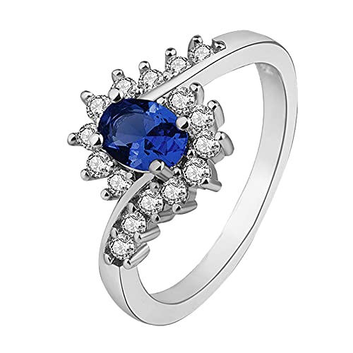 Glänzende Ringe Silberringe für Damen Ringe Strass Damen Herren Ringe Damen und Ringe Ringe Traumfänger Klein (Dark Blue, 10) von Rpporm