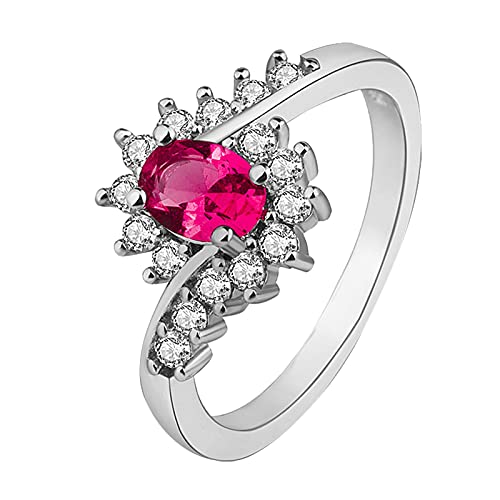 Glänzende Ringe Silberringe für Damen Ringe Strass Damen Herren Ringe Damen und Ringe Ringe Traumfänger Klein (Red, 10) von Rpporm