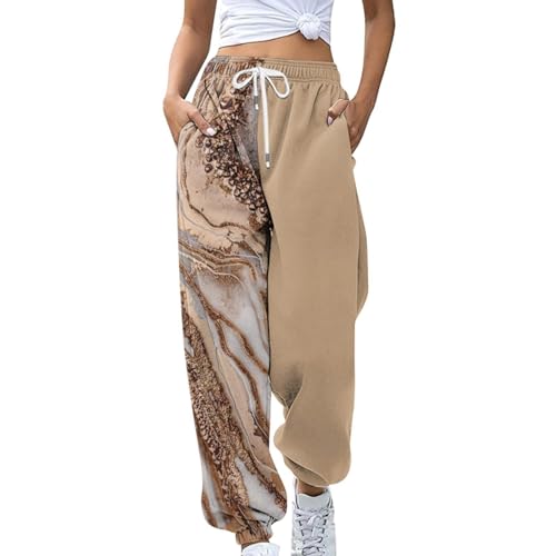 Loungewear Damen Set, Fashion Angebote Damen, Damen Jogginghose Zweifarbige Hose Freizeithose Hohe Taille Sporthose Trainingshose Sweatpants Baggy Sweathose Hosen Damen High Waist von Rpporm
