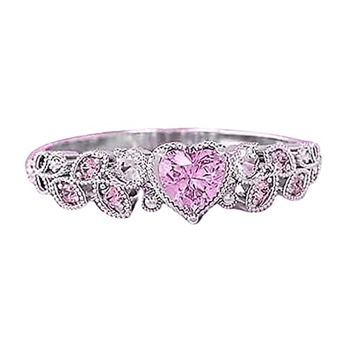 Persönlichkeit Einfach Für Frauen Fresh Love Hauptring Kleine Ringe Kette Mit 2 Ringen Ineinander (Pink, 11) von Rpporm