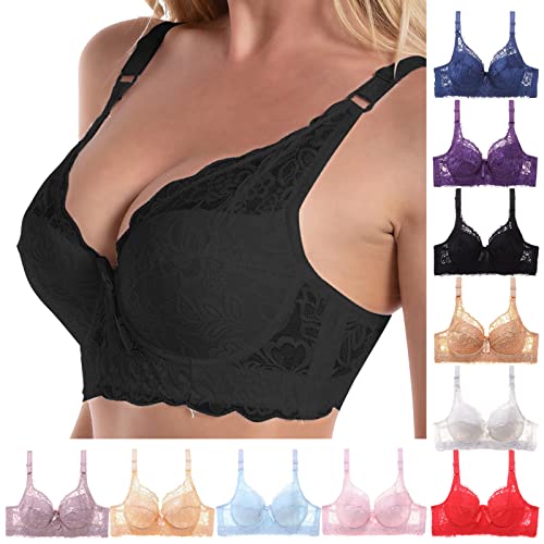 Push Up BH Damen Grosse Grössen Spitze Schalen BH Support Komfort BH Große Brust Bustier Alltag Basic BH Sexy Klassische Bequem Stretch Bra mit/ohne Bügel von Rpporm