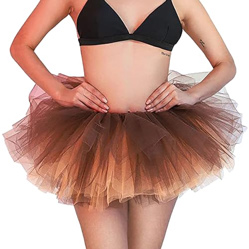 Rock Damen Karneval Kostüm Mini Skirt Tuellrock Karneval Rock Minirock Lang Tüllrock Kostuem Rock Tuell Tuetue Karneval Kostüm Rosa TutuFee Rainbow High Waist Festival Outfit Rockabilly von Rpporm