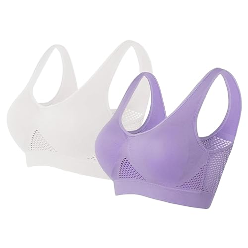 Rpporm 2er Pack Sport BH Bustier Damen Bralette Nathloser mit Gepolstert Sportbekleidung Ohne Bügel Atmungsaktiv Schlaf Still Soft Bra Sport-BHS Top für Joggen Yoga Jumping Fitness Lauf von Rpporm